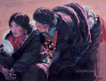 Tibetab Woman Chinese Chen Yifei Oil Paintings